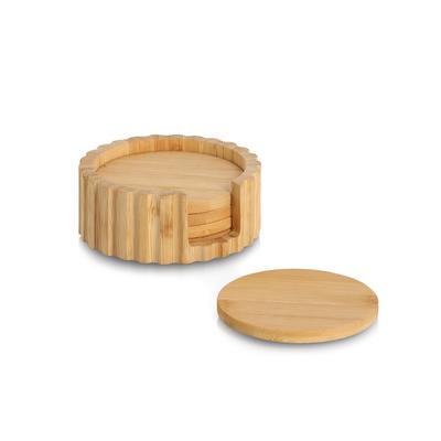 Glasuntersetzer ZELLER PRESENT "Glasuntersetzer-Set, 6-tlg., Bambus", braun, B:12cm H:4,7cm T:12cm Ø:12cm, Massivholz, Untersetzer, Zubehör für Tisch & Gläser, Tassen, Bar