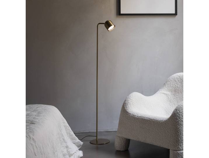 Vloerlamp Dodo, dimbaar, messing / goud, Woon-/ Eetkamer, metaal, Modern, vloerlamp