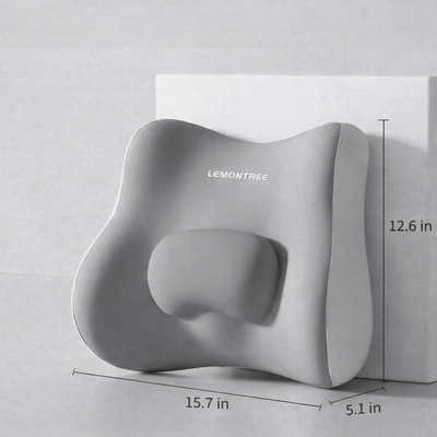 Uplifted Trends Ergonomic Lumbar Support Pillow Memory Foam Back Cushion For Office Chair Comfort & Posture Relief grey