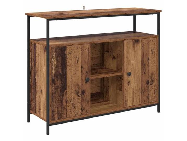 LASWWQMRF Sideboard Altholz-Optik 100x35x80 cm Kommode aus Holzwerkstoff Vielseitiges Beistellmöbel für Esszimmer und Küche mit 7 Fächern, 2 Türen und stabiler Standfestigkeit im modernen Design