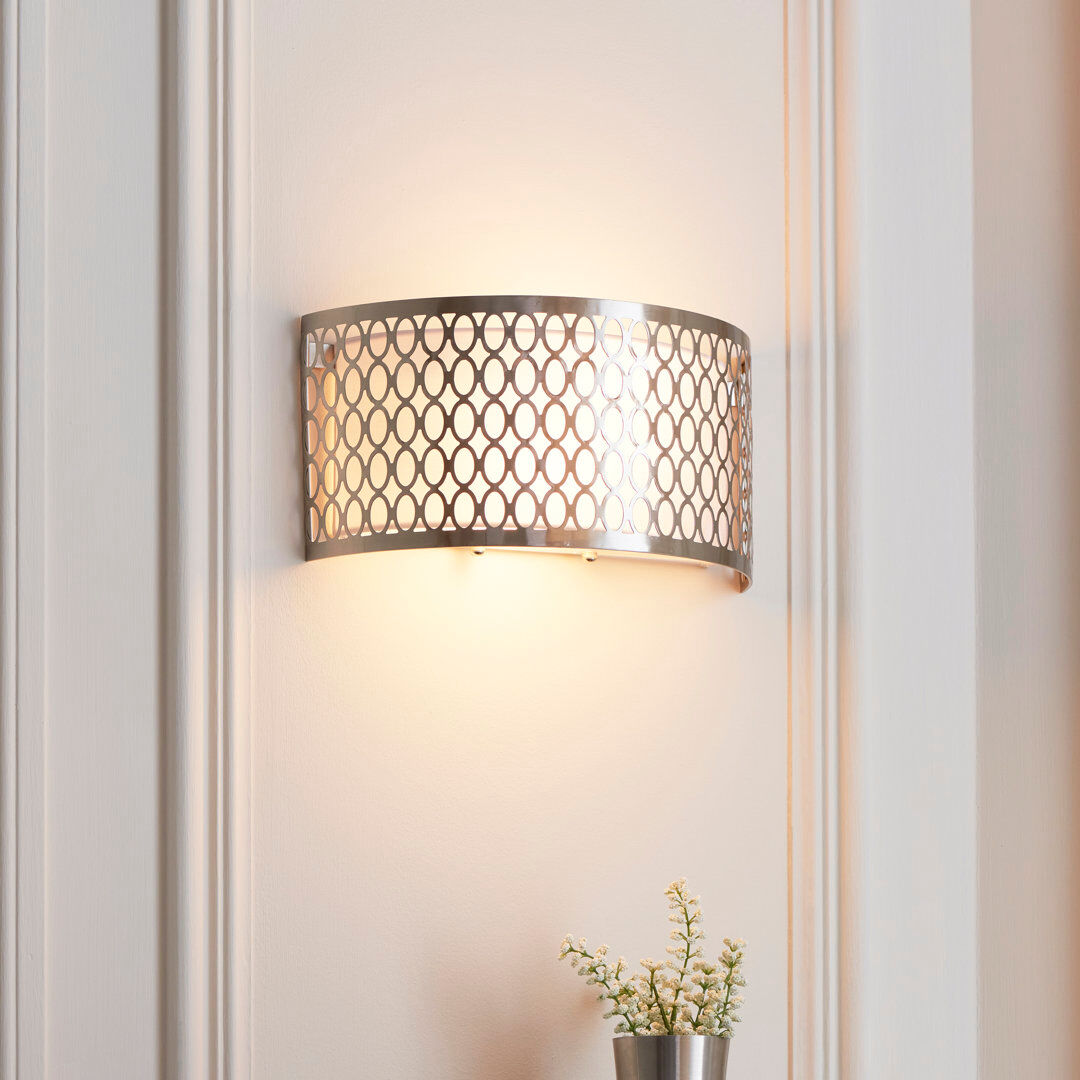 Latitude Run Erika 2 light Wall Light effect plate Satin Nickel 14cm H X 28cm W X 11cm D