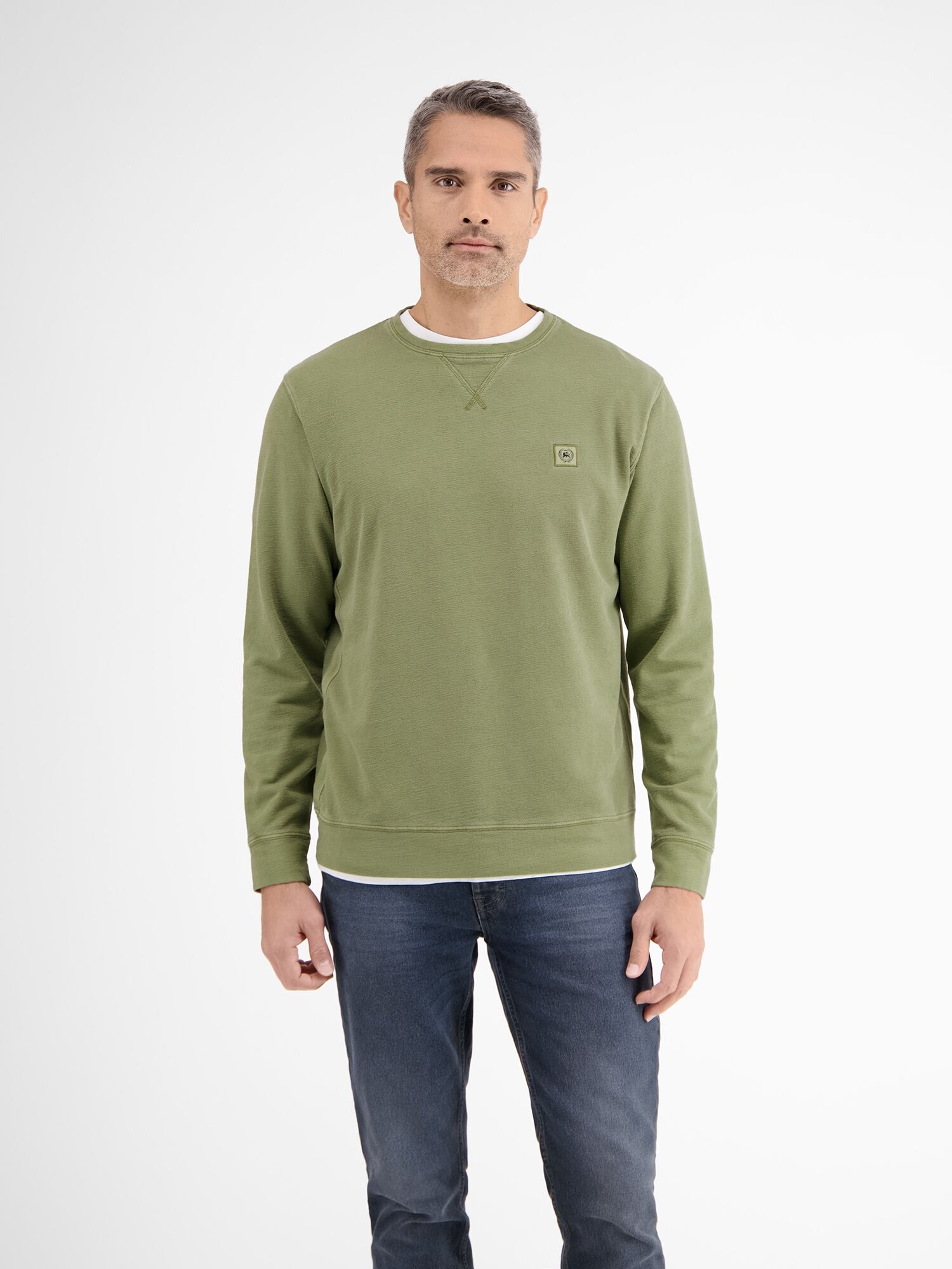 Sweatshirt LERROS "Urbaner Sweatshirtstyle, weiche Haptik", Herren, Gr. S, grün (sage grün), 100% Baumwolle, Sweatshirts Sweatshirt sage grün S