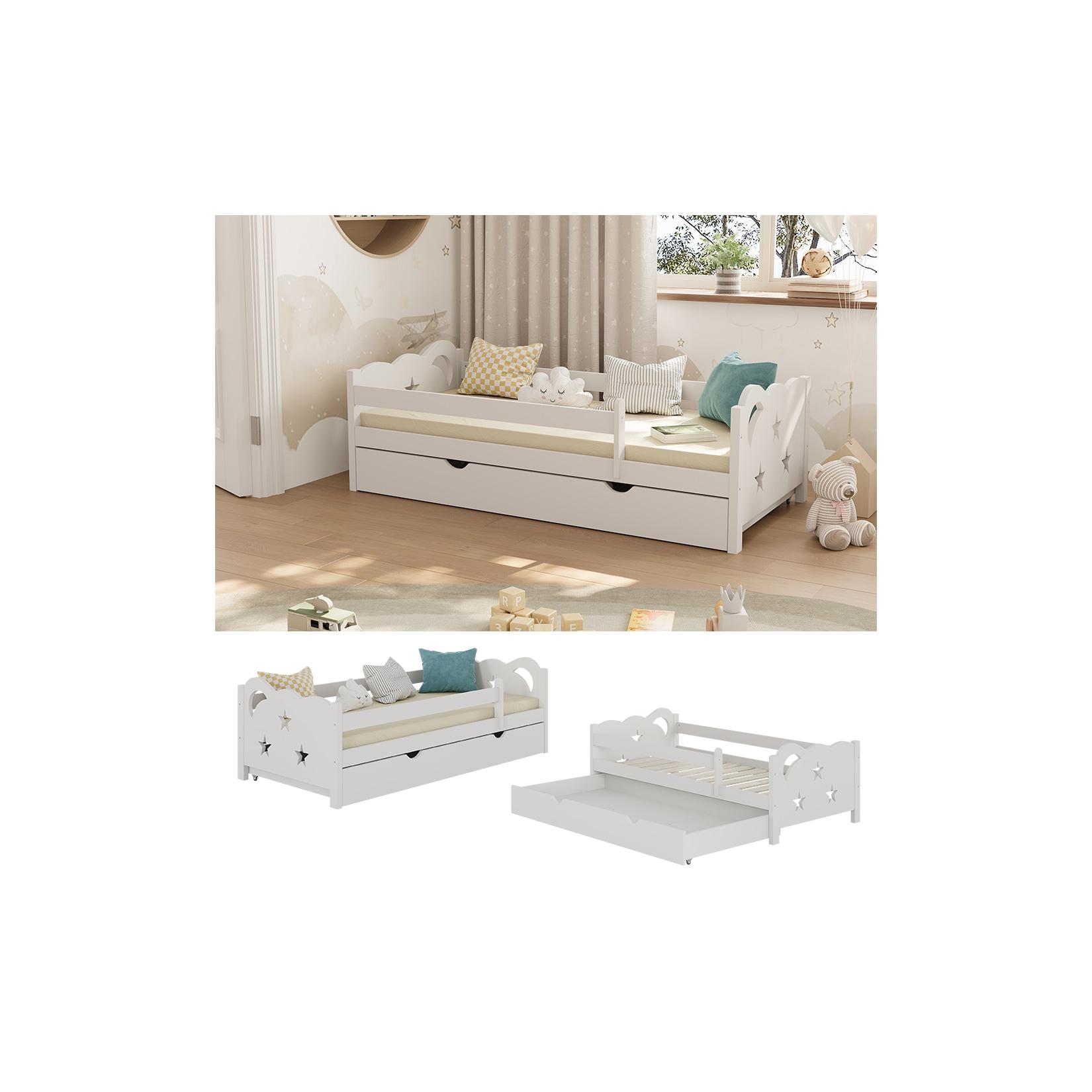 VitaliSpa Kinderbett Einzelbett Juniorbett Jessica Weiß 160x80 cm modern Kinderzimmer Bett Bettschublade Rausfallschutz
