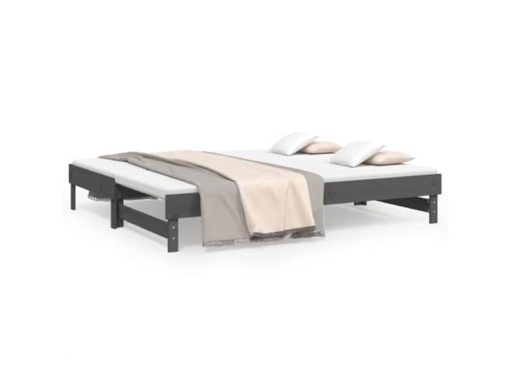 PUGYNBK Ausziehbares Schlafsofa aus massivem Kiefernholz, Grau, 100 x 200 Lattenrost im Lieferumfang enthalten, Verwendung im Schlafzimmer oder Wohnzimmer, einfache Montage, Matratze nicht im