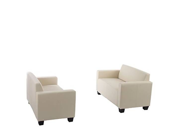 Mendler Sofa-Garnitur 2X 2er Sofa Lyon Kunstleder - Creme