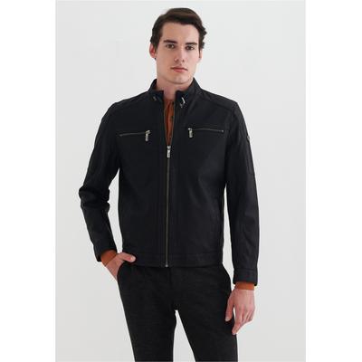 Outdoorjacke PIERRE CARDIN, Herren, Gr. XL, schwarz, 100% Polyester, unifarben, normal, Jacken Outdoorjacke, im angesagten Biker-Look