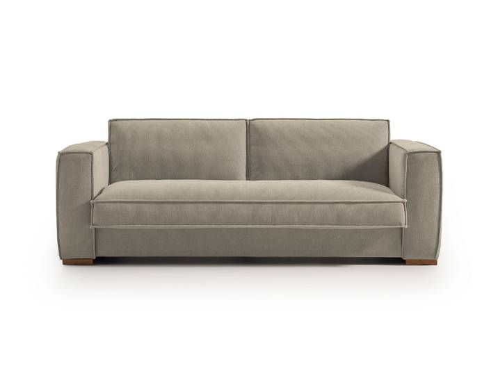 BALDO - Canapé convertible 4 places - Velours texturé, Taupe