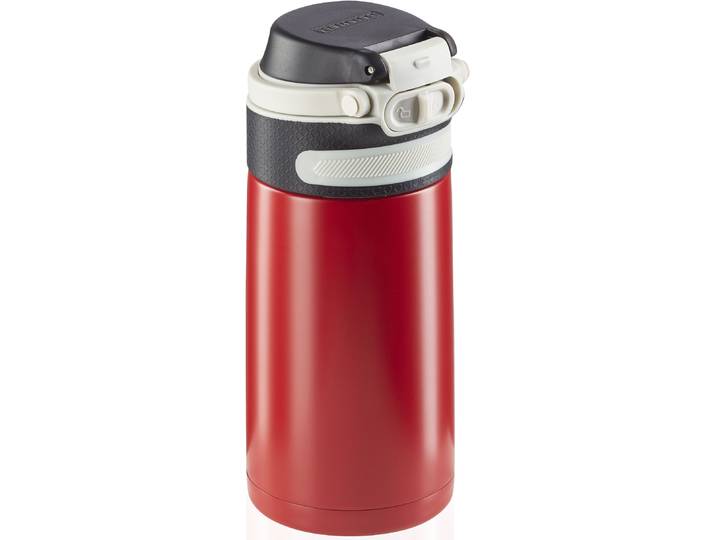 Thermoflasche LEIFHEIT Flip , rot, H:18cm, Edelstahl, Polypropylen (PP), Silikon, Trinkflaschen, Thermoflasche, 350 ml