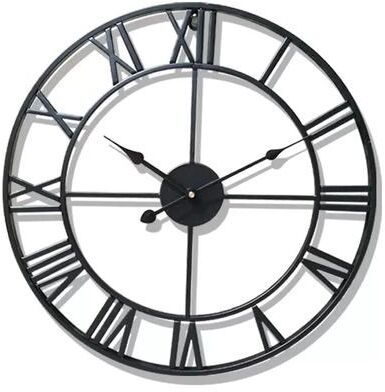 Uplifted Goods Modern Large 3D Wall Clock With Roman Numerals black