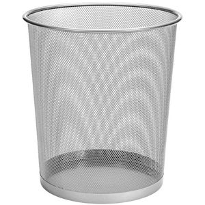 D.RECT Papierkorb 110482, silber, rund, aus Metalldraht, 12 Liter