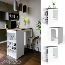 VICCO Bartisch ROSS Weiß Anthrazit Bartresen Stehtisch Tresentisch Bistrotisch