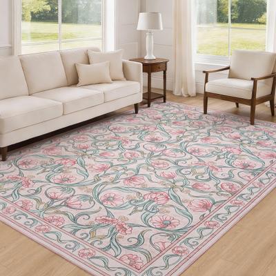 Garvee Washable Floral Stain Resistant Area Rug for Living Room