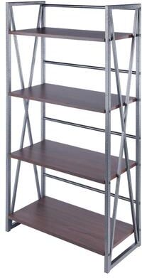 Winsome Wood Isa 4-Tier Shelf, Graphite and Walnut
