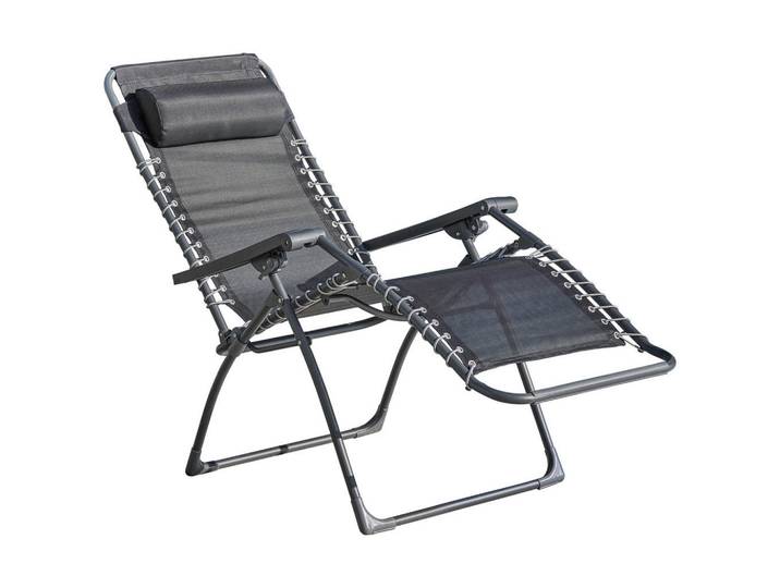 Ambia Garden Garten-Relaxsessel, Grau, Dunkelgrau, Metall, Kunststoff, Textil, 67x112.7x94 cm, klappbar, Gartenmöbel, Gartenliegen, Liegestühle
