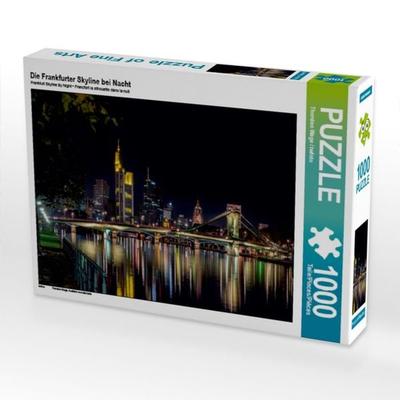 CALVENDO Puzzle Die Frankfurter Skyline bei Nacht 1000 Teile Puzzle quer | 1000 Teile Lege-Größe 64 × 48 cm Foto-Puzzle für glückliche Stunden