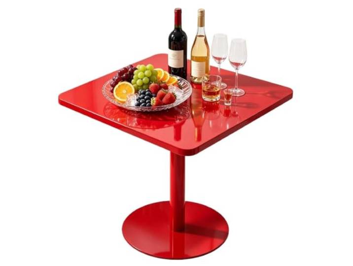 Gaommini Küche Frühstückstische Bar Bistro Pub Tisch Cocktail Esstisch Quadratischer roter Sofa-Beistelltisch, Kaffee- und Teetisch mit stabiler Basis, einfach zu montieren(60x60x73cm)