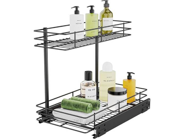 Étagère Rangement Cuisine en métal Étagère sous Évier Rack à 2 Niveaux pour Cuisine Salle de Bain Rangement sous N MEUBLE A EPICES