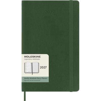 Moleskine 12 Monate Wochen Notizkalender 2027, Large/A5, 1 Wo = 1 Seite, rechts linierte Seite, Weicher Einband, Myrtengrün