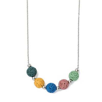 Kette mit Anhänger FIRETTI "Schmuck Geschenk Edelstahl Halsschmuck Halskette", bunt (edelstahlfarben, hellgrün, rot, blau, gelb, dunkelgrün), Halsketten, Damen, Edelstahl, L: 45 B: 8mm, Made in Germany - mit Lavastein, B:8mm