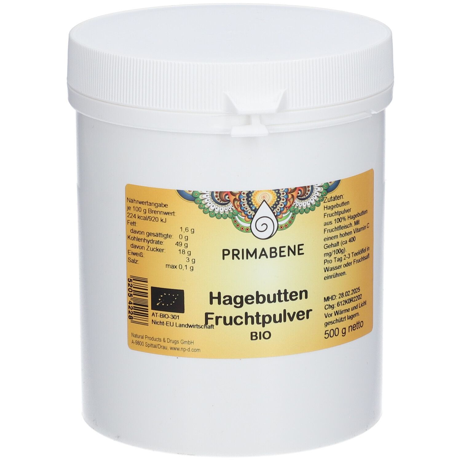 Hagebutten Fr.plv BIO Prim 500 g Pulver