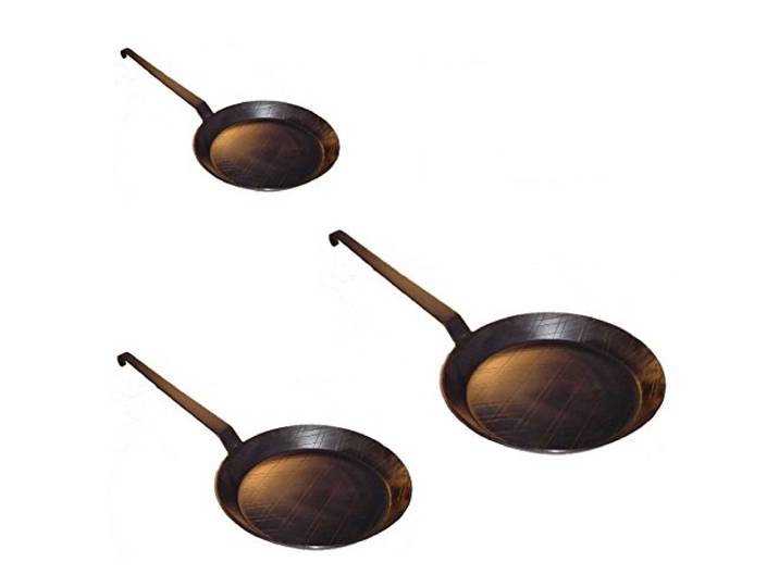 TAMLED Eisenpfanne Set Ø 24 + 28 + 32 cm kaltgeschmiedet