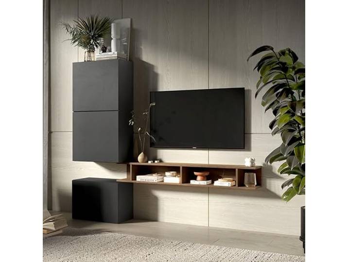 Produce Shop Wohnwand in modernem Design TV-Schrank aus Holz Infinity 51 – Braun – Schwarz