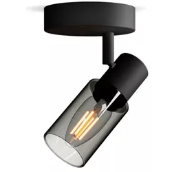 Philips 1er Palms Decken-/Wandspot in Schwarz IP20 - E14 Fassung - aus Glas und Metall