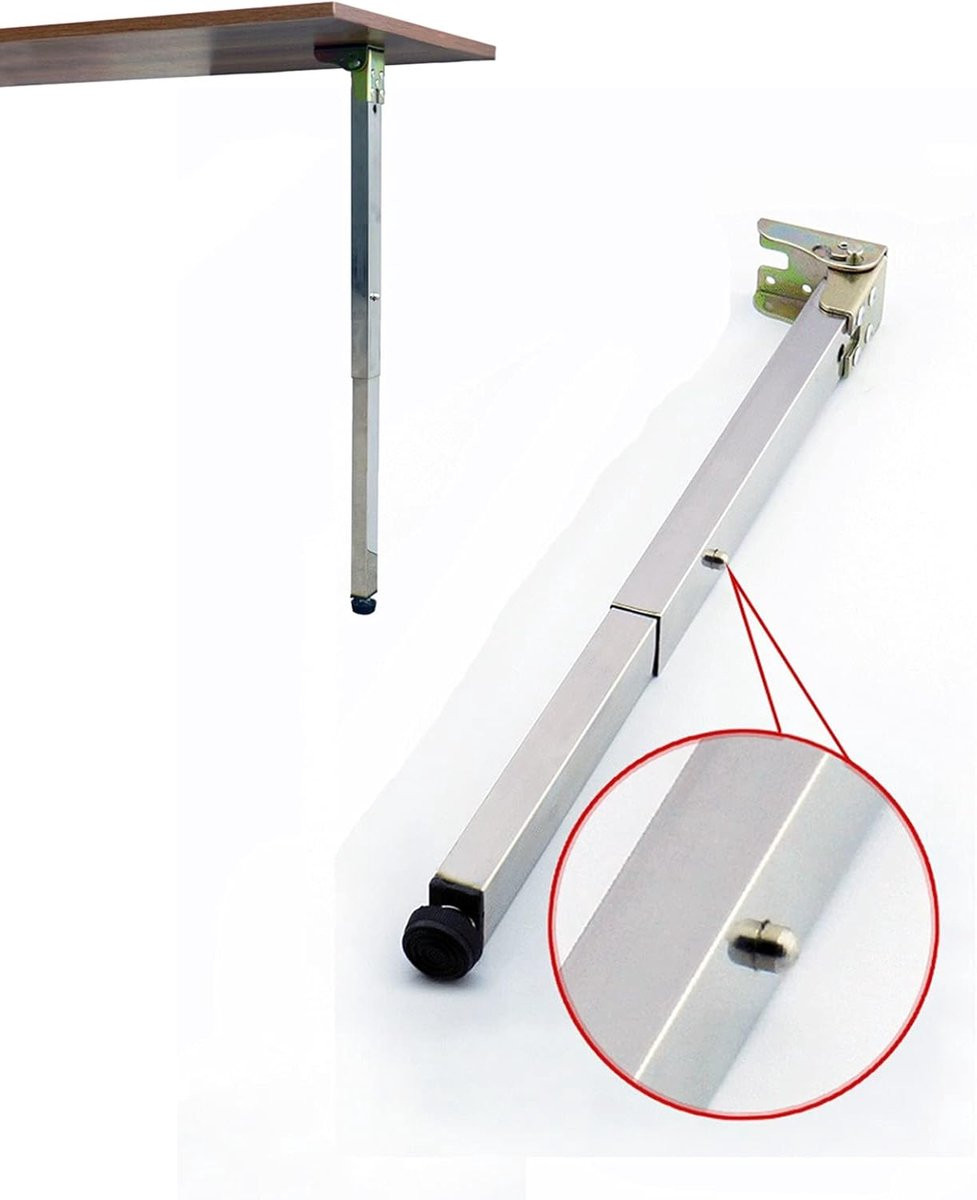 Verstelbare en inklapbare tafelpoten in zilver - 60 cm