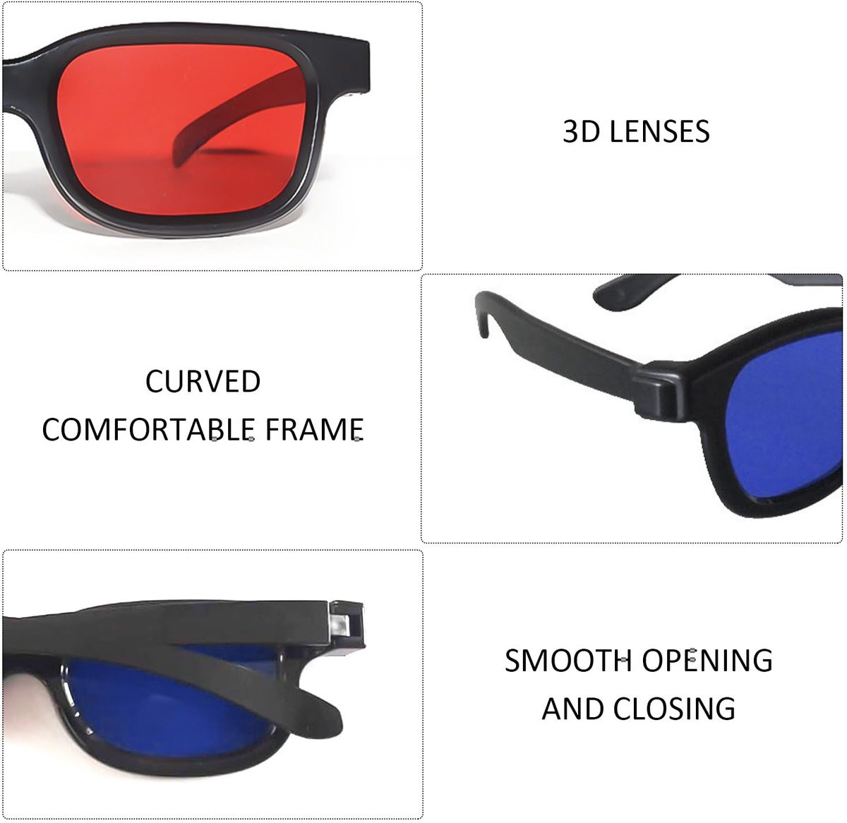 Draagbare 3D-bril voor tv, film en computergames - Blauw/Rood - One size