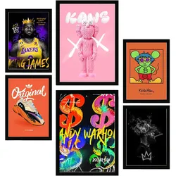 POSTER Set Mit 6 Grafiti Pop Warhol Lakers A3 & A4 Schwarzer Rahmen