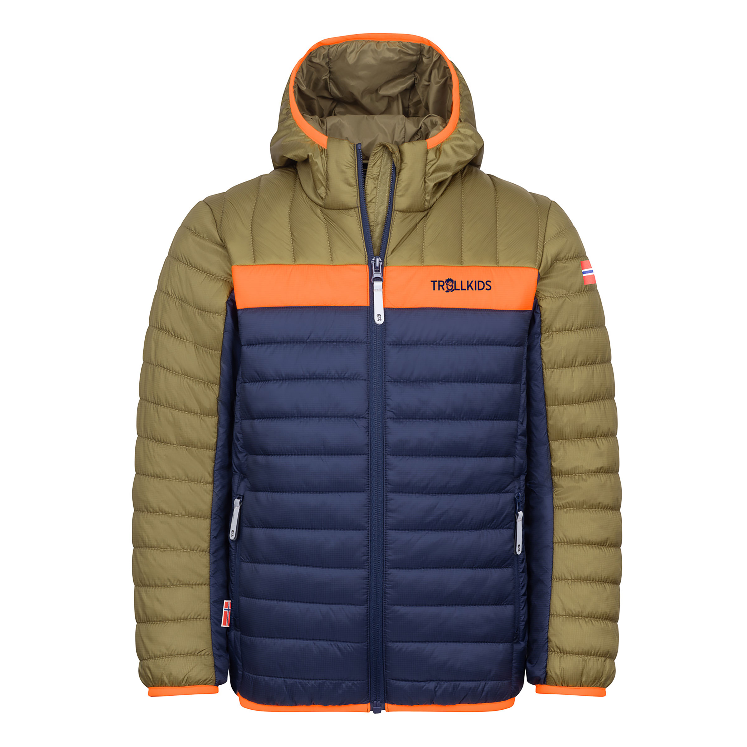 Trollkids Eikefjord Kinder Isolationsjacke oliv Größe 116 Trekking Klein verpackbar