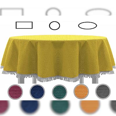 EXKLUSIV HEIMTEXTIL Gartentischdecke mit Fransen Tischdecke rund oval eckig Classic 150x210 cm oval gelb