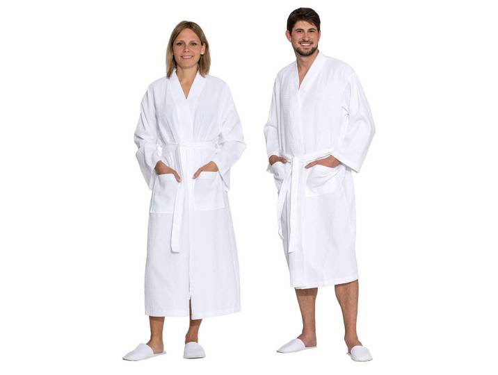 Zollner Bademantel, Xxxl, 100% Baumwolle, Weiß, onesize, Gr. Xxxl cm, Heimtextilien, Badtextilien, Bademäntel