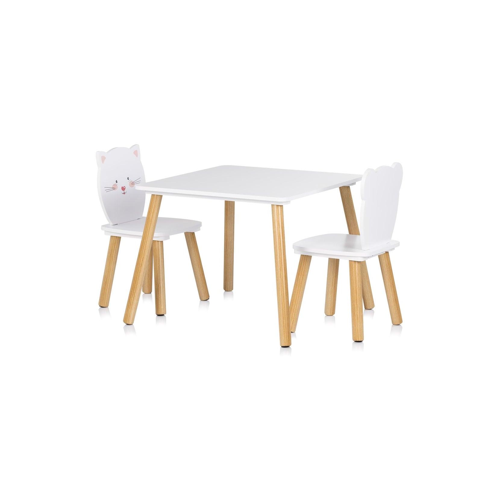 Chipolino Kinder Tischset, Tiermotiv, Tisch, 2 Stühle, Holz, Sitzgruppe, 2 Jahre weiß