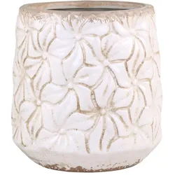 Chic Antique Colmar Blumentopf mit Blumenmuster, Ø14,5 x H15,5 cm, antik creme