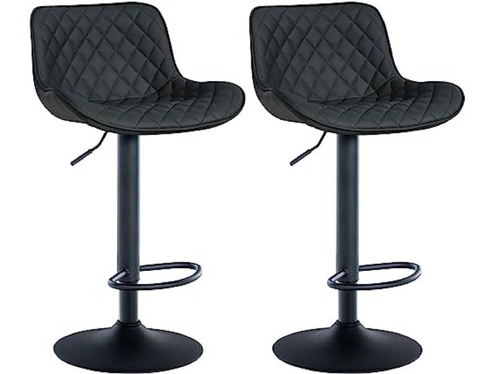 CLP 2er Set Barhocker Minosa I Fußstützen Aus Metall I Höhenverstellbare Gepolsterte Drehstühle Farbe schwarz Material Kunstleder