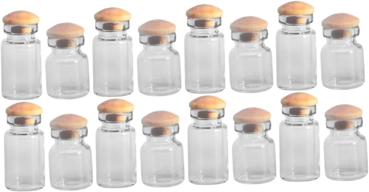 Set van 8 transparante miniatuur glazen flessen voor poppenhuis decoratie
