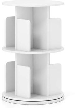 1/2PCS 2-Tier Rotating Bookshelf Display Rack w/Dividers & Baffles
