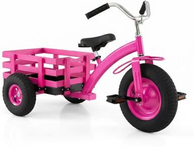 Costway Kids Tricycle with 15 Inch Inflatable Rubber Tires -Pink