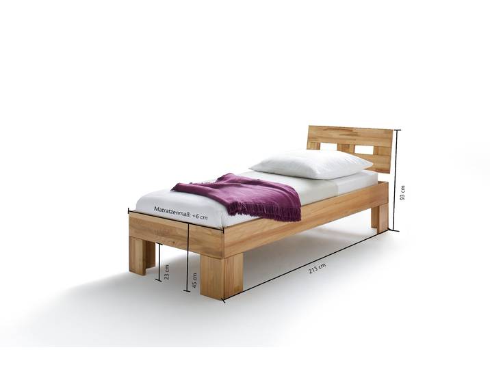 Home affaire Modesty I Bett mit robustem Fussgestell in Winkelform hohe Belastbarkeit: 200kg je Seite, aus massiver Kernbuche, FSC-zertifiziert, viele Breiten zur Auswahl