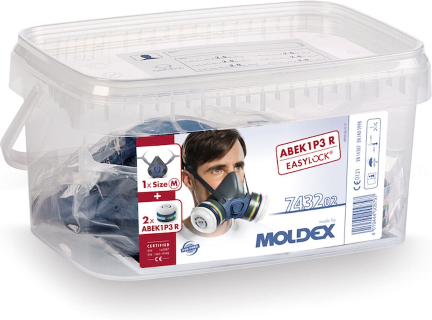 Moldex Atemschutzbox A1B1E1K1 P3 R Größe M, Serie 7000, organische Gase, anorganische Gase, Saure Gase, Ammoniak und Partikel EasyLock® (7432 02)