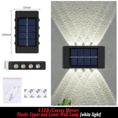 Uplift Picks Outdoor Solar Wall Light Waterproof LED Up Down Garden Lighting Lamp white 8 Led 2 Pcs