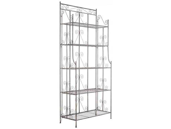 CLP Standregal Ciara I Metallregal für Pflanzen im Landhausstil I Regal für Balkon, Terrasse, Veranda und Garten I 5 klappbare Böden Farbe Bronze