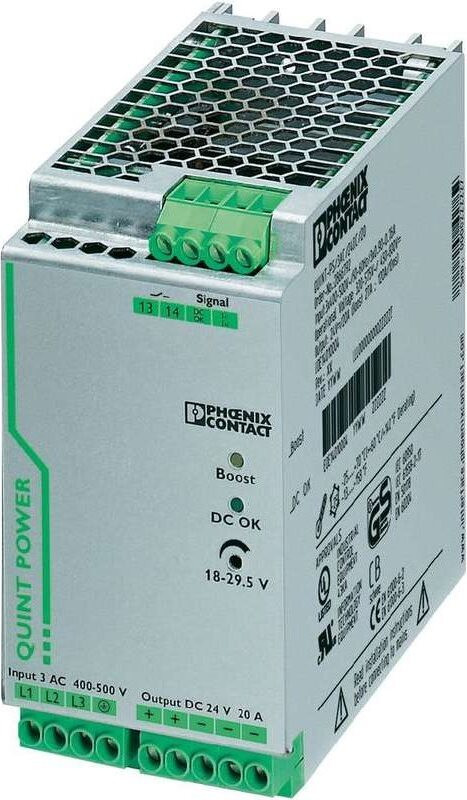 Phoenix Contact QUINT-PS/3AC/24DC/20 Voeding voor industriële toepassingen - Groen/Grijs