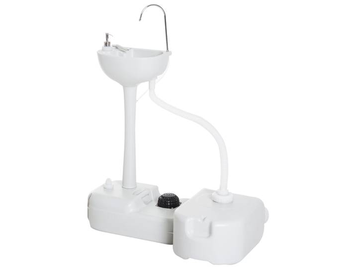 Outsunny Évier à Main Portable Station de Lavage Camping Jardin Extérieur Voyager avec Réservoir d'Eau 17L Pompe à Pied 83 x 50 x 103 cm Gris