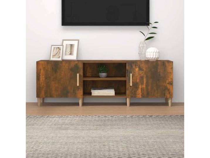 HEFZGDB TV-Schrank Räuchereiche 150x30x50 cm Holzwerkstoff mit reichlich Stauraum für Multimedia-Geräte und stabile Tischplatte, Beistellschrank für Wohnzimmer, Montageanleitung