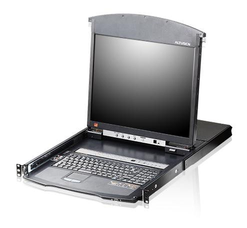 Aten KL1516AiN 1-Lokaler/Remote-Zugriff 16-Port Multi-Interface Cat 5 Doppelschiene 19" LCD KVM über IP-Switch KL1516AiN-AXA-GG