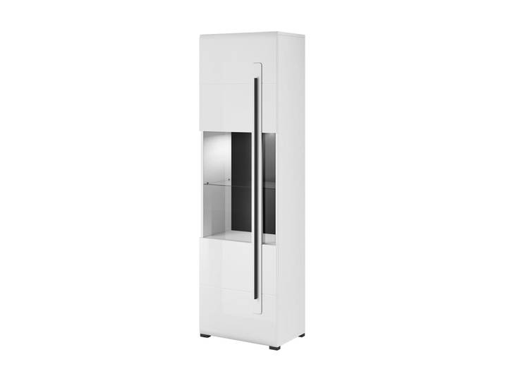 Vitrine 1 porte avec led panneaux agglomérés stratifiés blanc