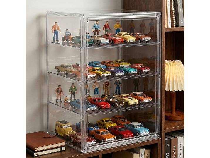 Vitrine de Comptoir à 4 Niveaux pour Pâtisseries et Gâteaux, Présentoir Transparent Réglable pour Mariages, Événements et Plateaux de Fruits