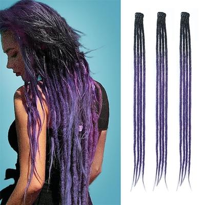 Dreadlock-Erweiterungen mit Clips 24 Zoll Ombre Clip in Dreads handgefertigt 3 Stück gehäkelte Loc-Erweiterungen